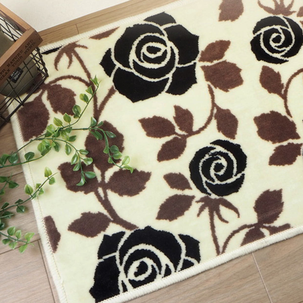 HAGiHARA（萩原） 玄関マット 屋内用 55x85cm アイビー （ マット 玄関 室内 洗える インテリア 花柄 屋内 おしゃれ ...