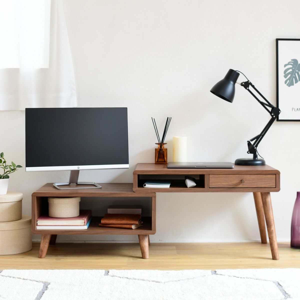 JK-PLAN（ジェイケイ・プラン） ローデスク 伸縮タイプ プリンター収納