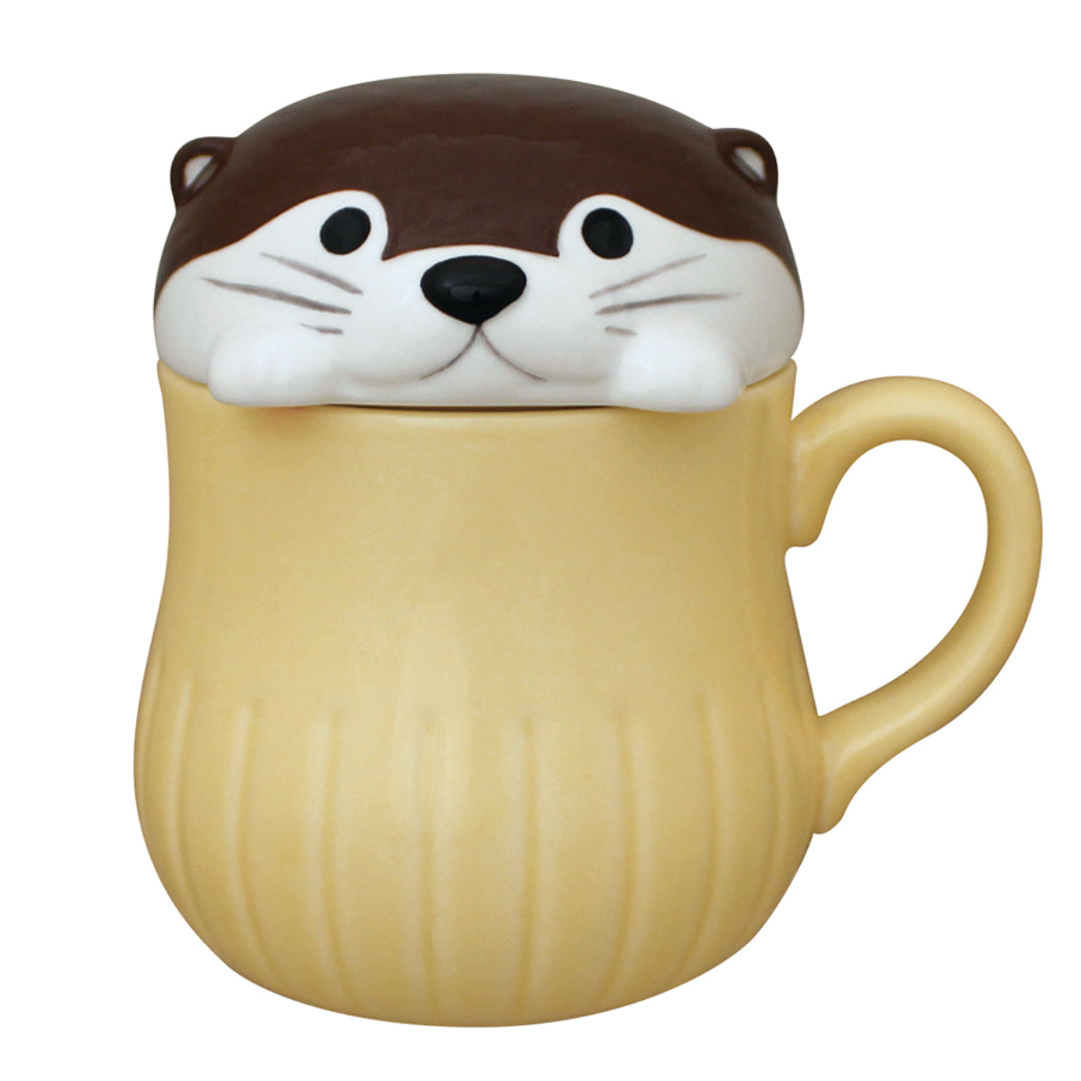 マグカップ 250ml フタ付き すっぽりマグ カワウソ 陶器 （ マグ