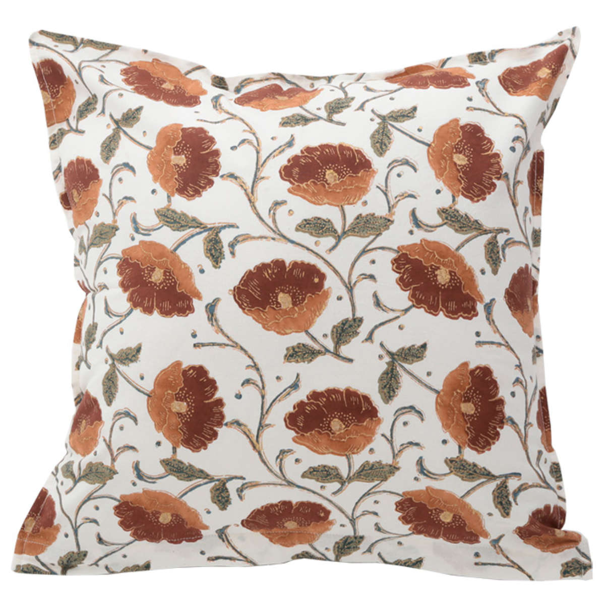 クッションカバー ブロックプリントクッションカバー 45×45cm