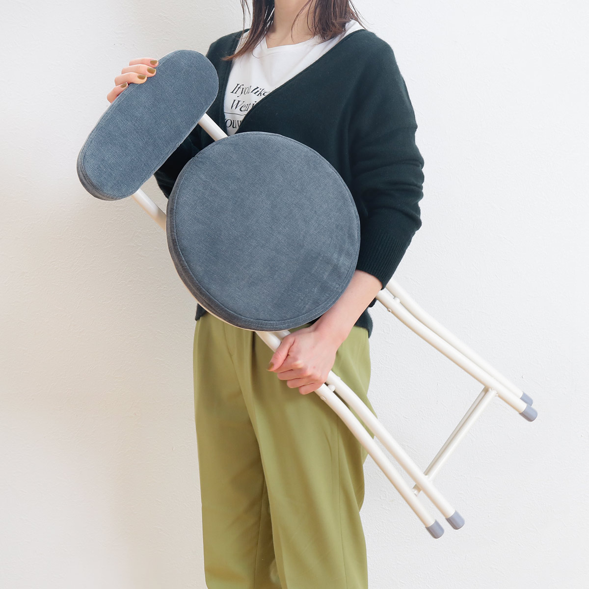 折りたたみ椅子 座面高47cm クッション 背もたれ チェア （ 折り畳み椅子 折り畳みイス 簡易椅子 椅子 チェアー ） | 東谷 | 20