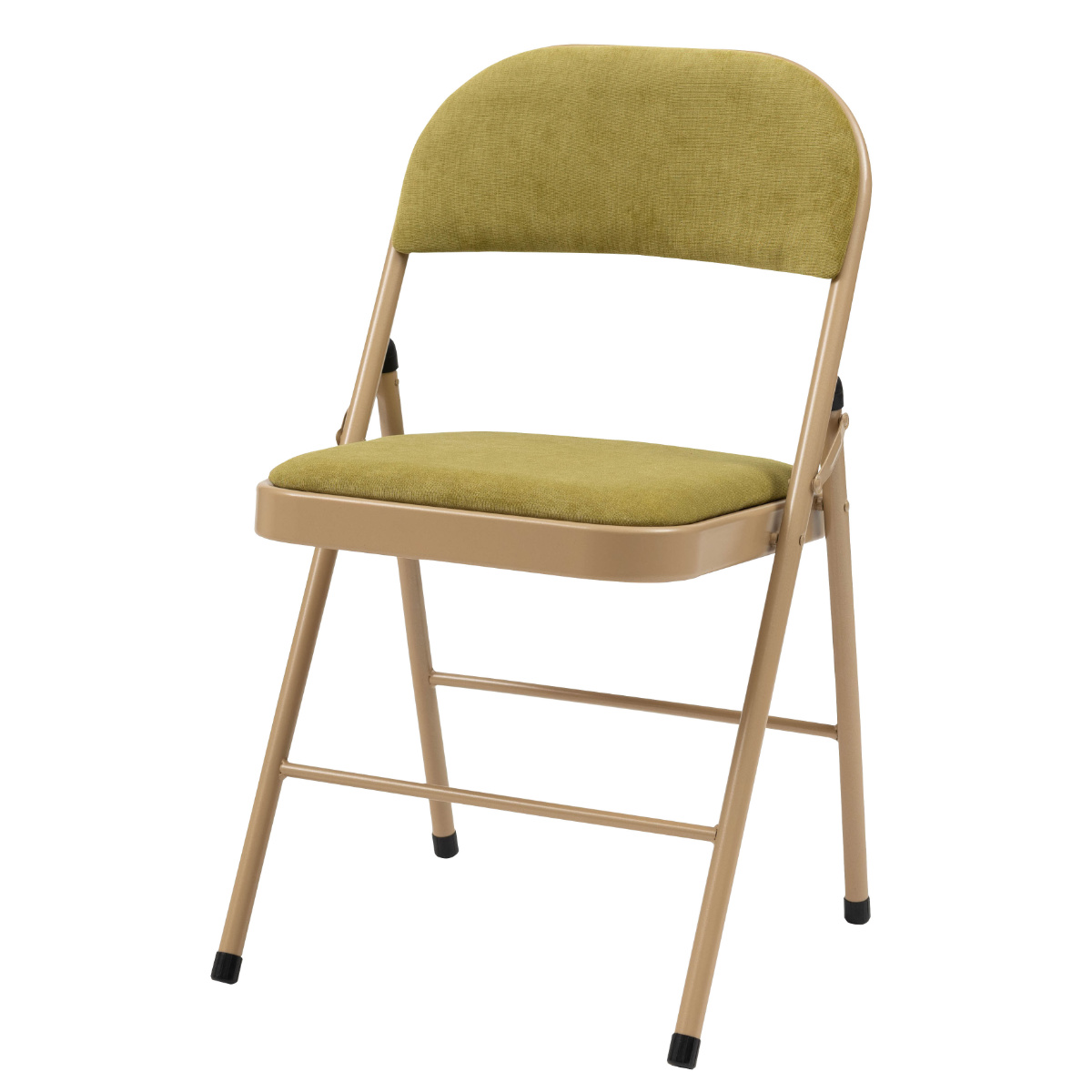折りたたみ椅子 座面高48cm ファブリック ベロア調 パイプ椅子
