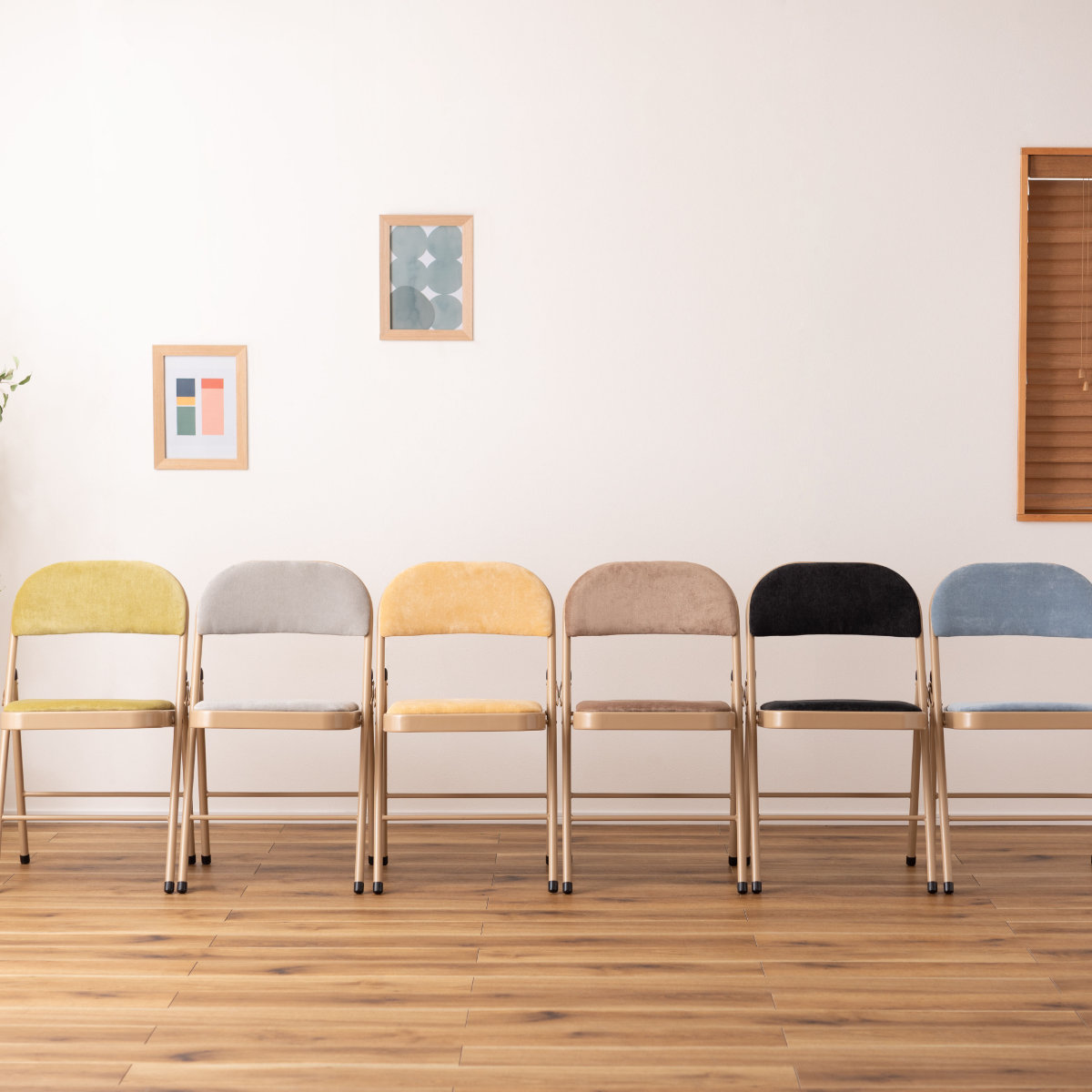 東谷 折りたたみ椅子 同色4脚セット 座面高48cm ファブリック ベロア調