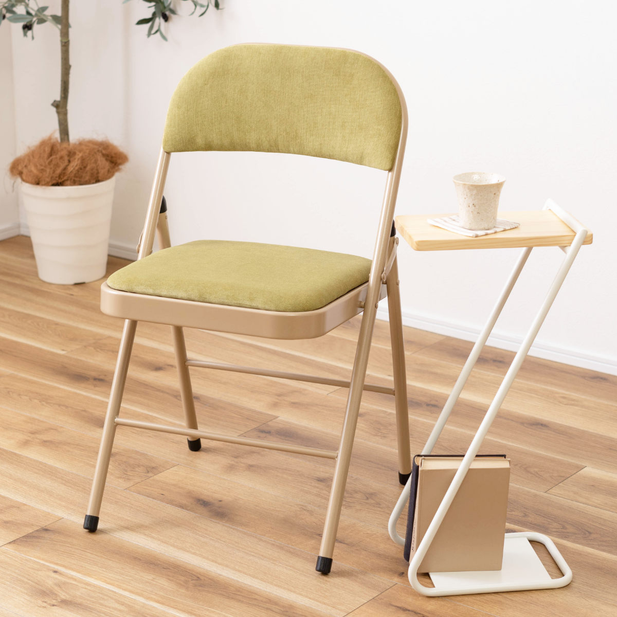 東谷 折りたたみ椅子 同色4脚セット 座面高48cm ファブリック ベロア調