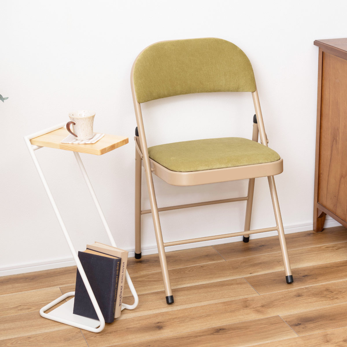 東谷 折りたたみ椅子 同色4脚セット 座面高48cm ファブリック ベロア調