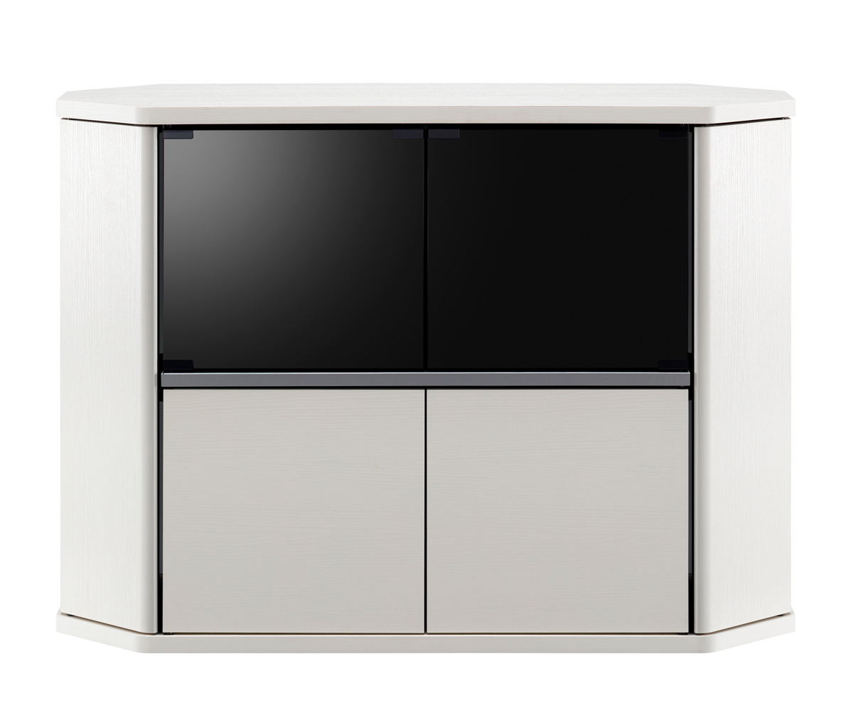 朝日木材加工 テレビ台 コーナー型 ハイタイプ 木目調 スモークガラス