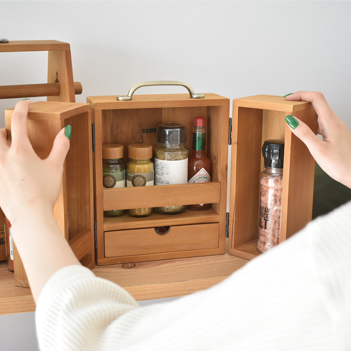 現代百貨 スパイスボックス CAMPER スパイスキャビネット （ 木製 調味