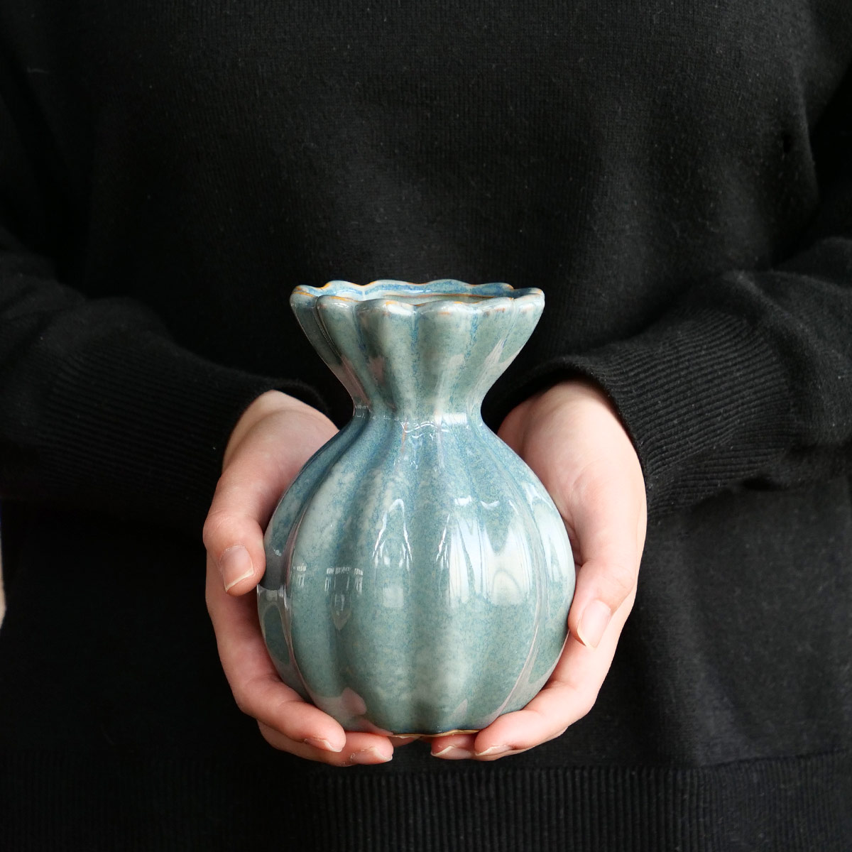 花瓶 セラミックベース 直径11×高さ15cm （ フラワーベース 花びん