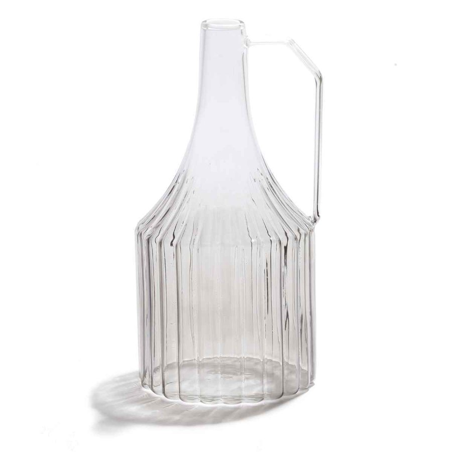 花瓶 ハンドル付き ガラスベース グレー L