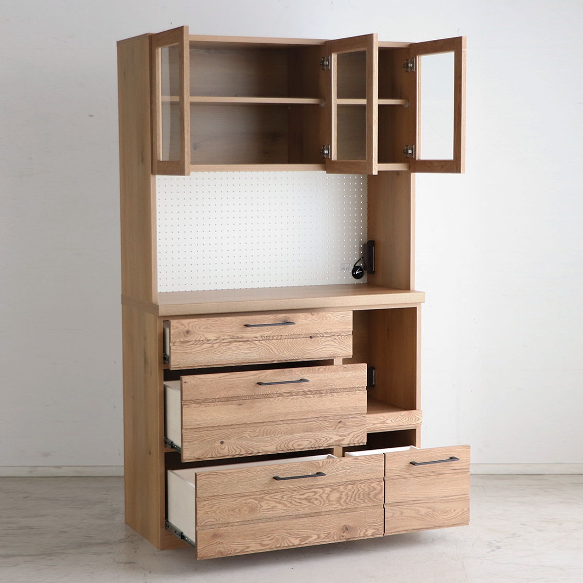 東馬（Tohma） 食器棚 キッチンボード 天然木 オイル仕上げ 約幅105cm