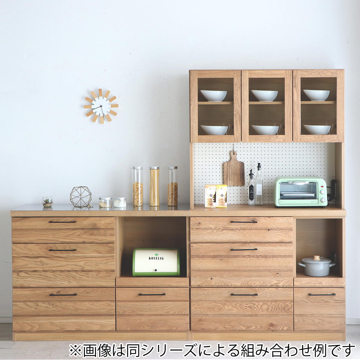 東馬（Tohma） 食器棚 キッチンボード 天然木 オイル仕上げ 約幅105cm