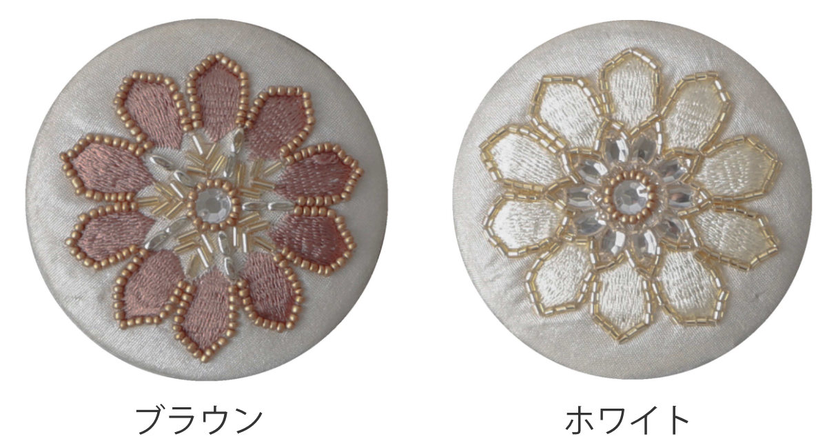 手鏡 ビーズ 刺繍ミラー 直径8cm コンパクト 花柄 （ 携帯用 ミラー