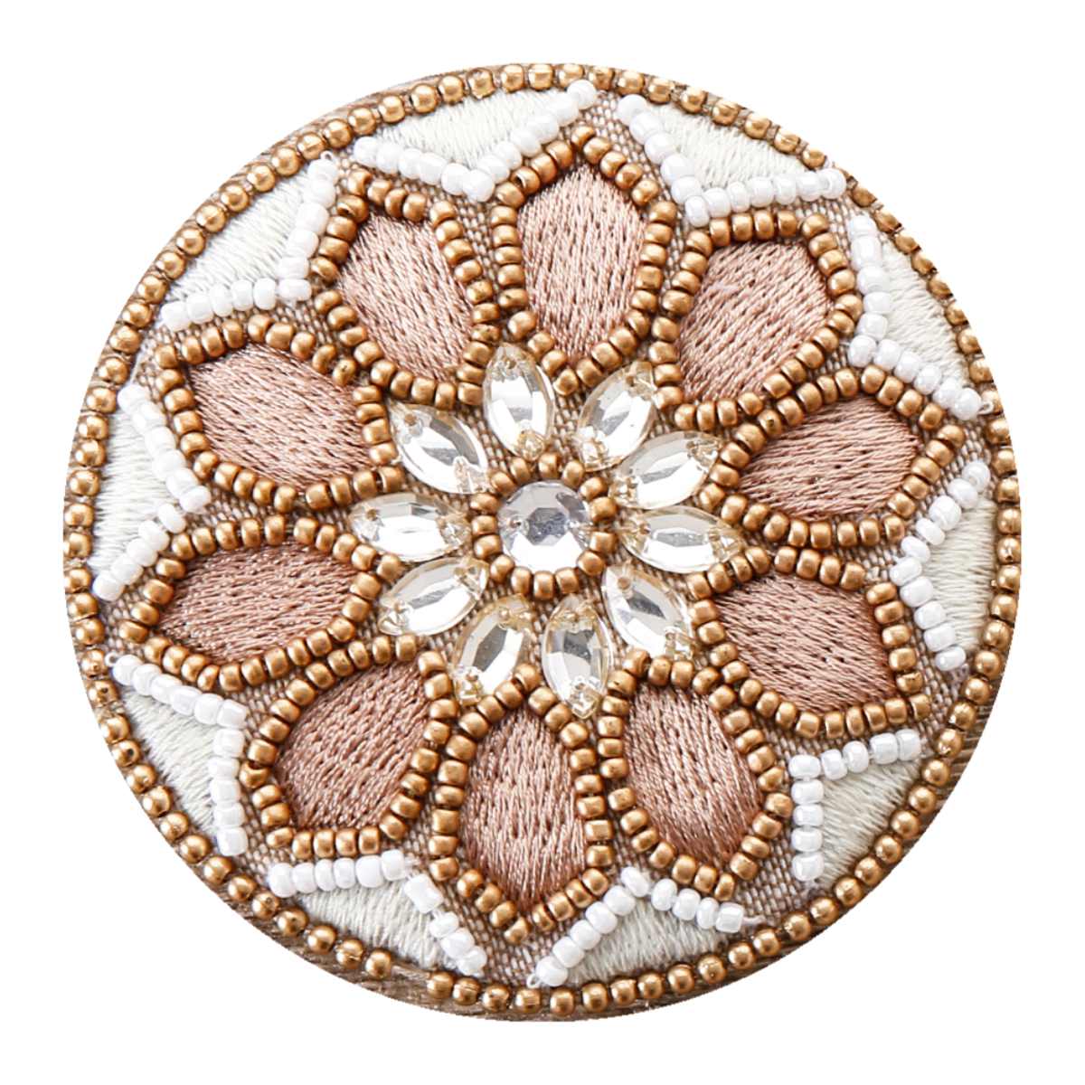 手鏡 ビーズ 刺繍 コンパクト （ 携帯用 ミラー ハンドミラー