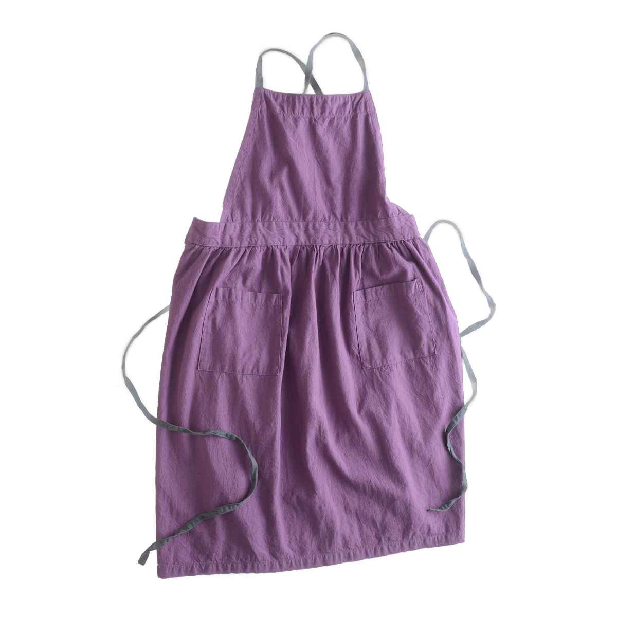 エプロン ポケット付き 無地 綿麻ギャザー フルッタ （ kukugoto