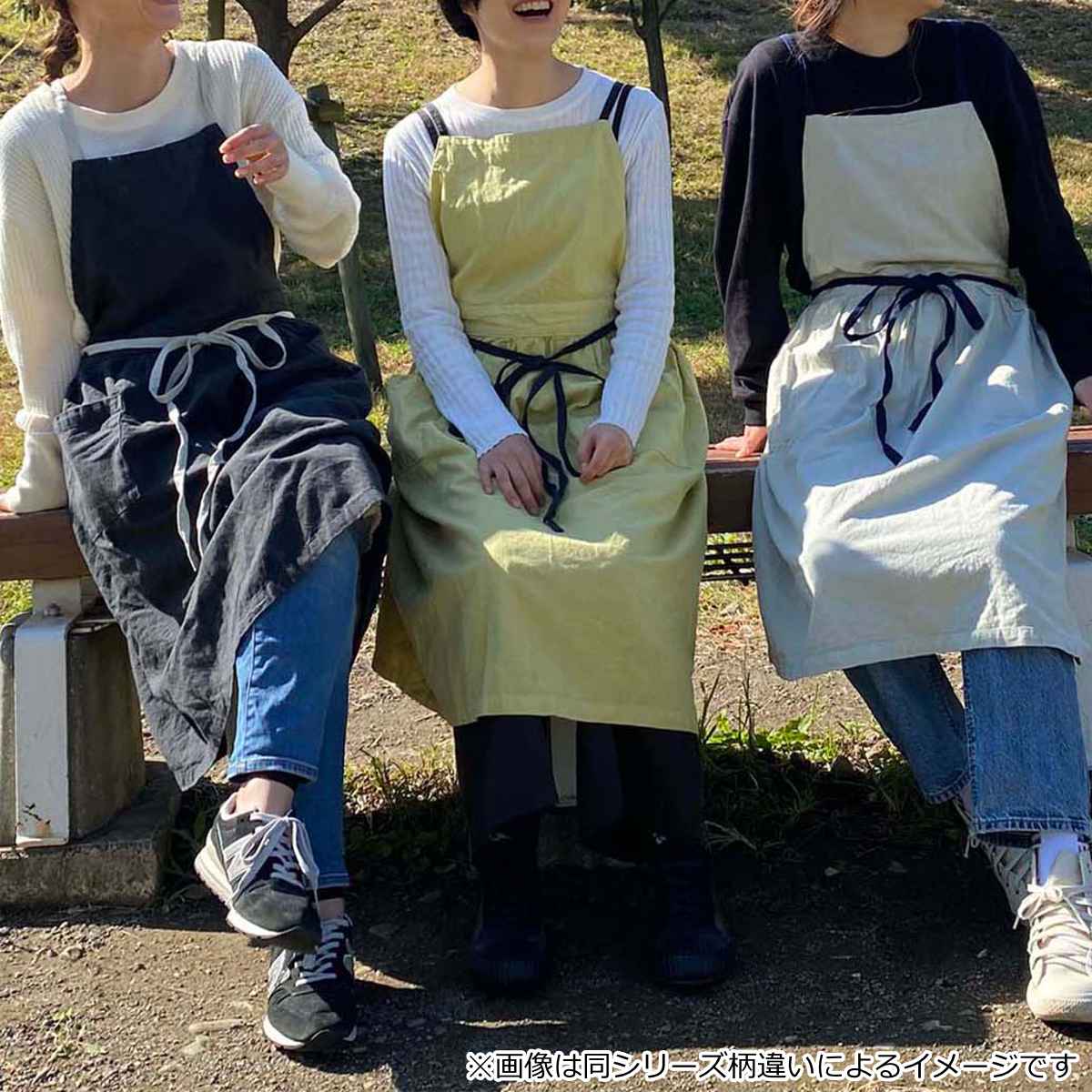 エプロン ポケット付き ボーダー 綿麻ギャザー フルッタ （ kukugoto