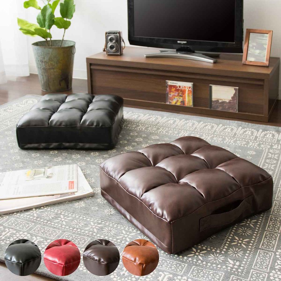 宮武製作所 クッション レザークッション 38×38cm （ 座布団 おしゃれ