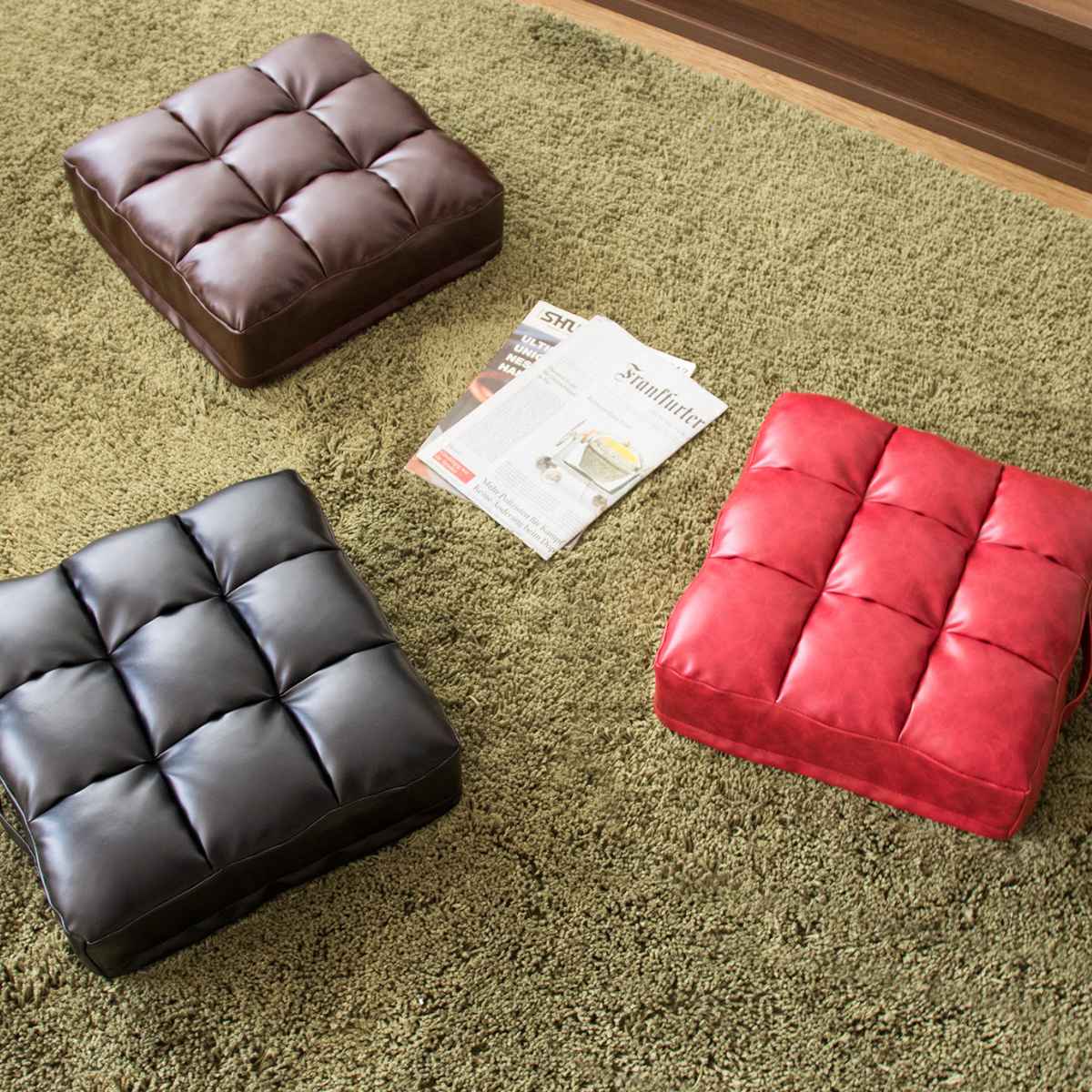 宮武製作所 クッション レザークッション 38×38cm （ 座布団 おしゃれ