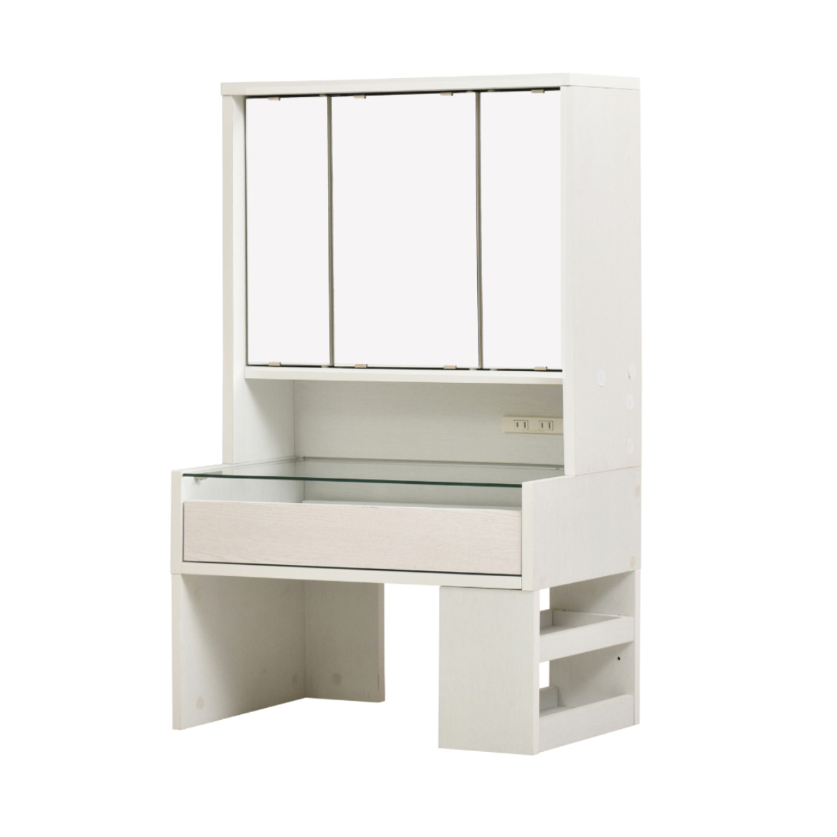 ドレッサー ロータイプ 高さ97.5cm 三面鏡 ガラステーブル （ テーブル