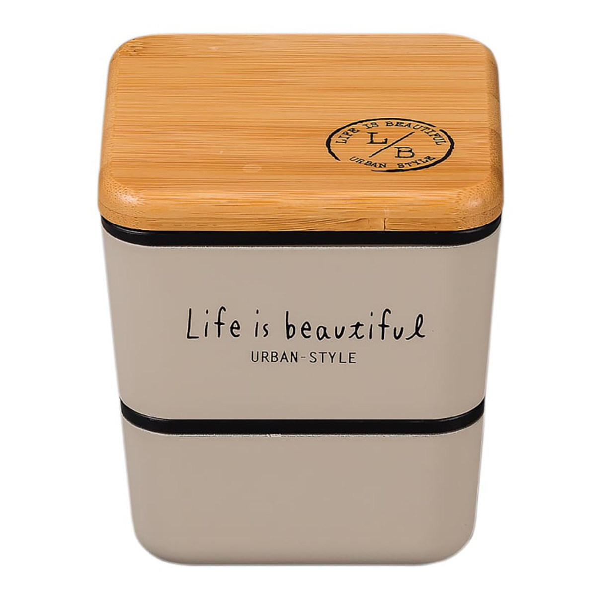 弁当箱 2段 600ml バンブー LIFE IS BEAUTIFUL スクエアネストランチ （ お弁当箱 ランチボックス レンジ対応 食洗機対応 竹蓋 二段 女子 大人 ）｜livingut｜03