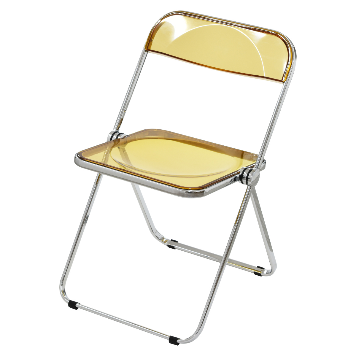 折りたたみ椅子 シースルー 座面高45.5cm スタッキング パイプ椅子