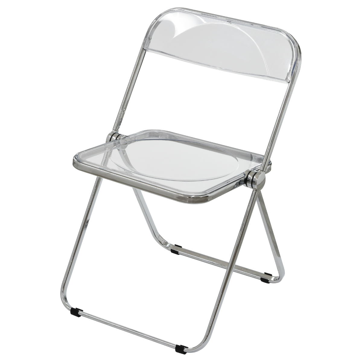 折りたたみ椅子 シースルー 座面高45.5cm スタッキング パイプ椅子