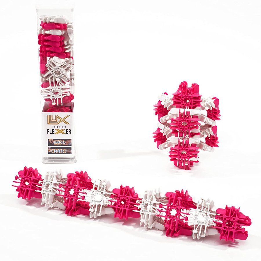 知育玩具 ラックスブロックス フィジットフレクサー ピンク白 30ピース入り （ ブロック おもちゃ Lux Blox 6歳以上 アメリカ製 知育おもちゃ 小学生 ）