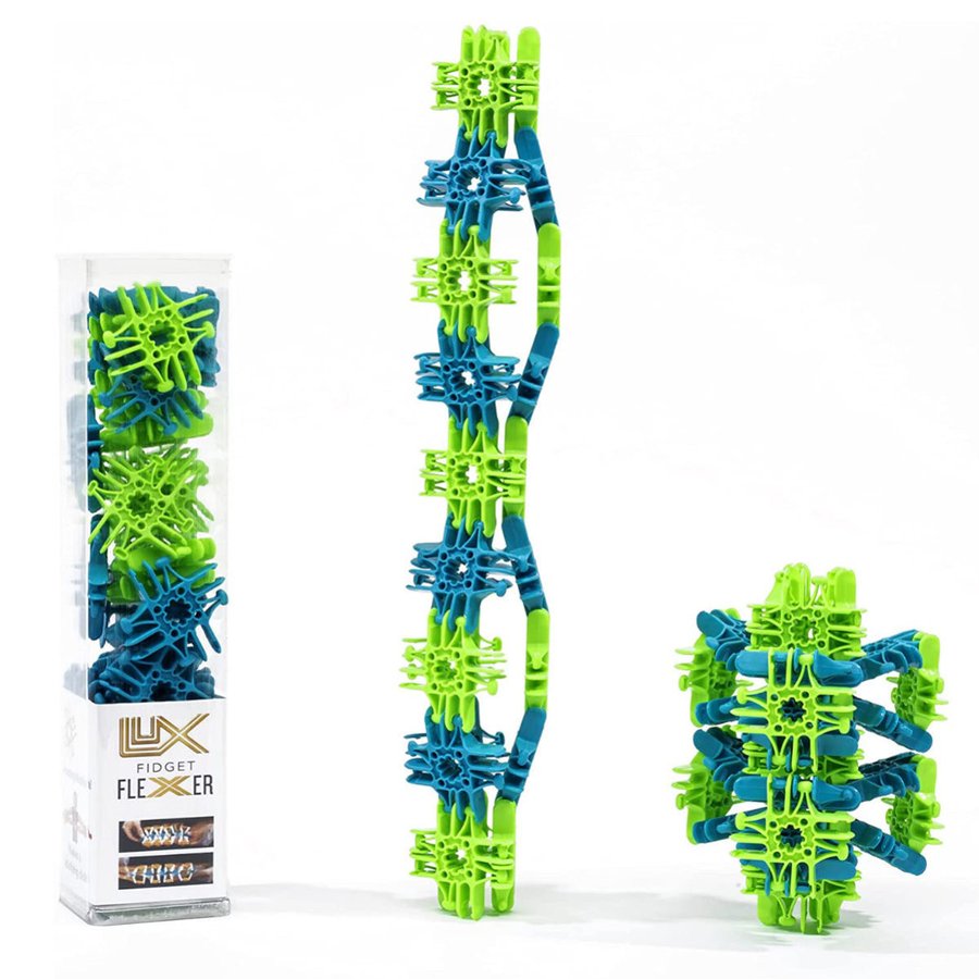 知育玩具 ラックスブロックス フィジットフレクサー 緑水色 30ピース入り （ ブロック おもちゃ Lux Blox 6歳以上 アメリカ製 知育おもちゃ 男の子 女の子 ）