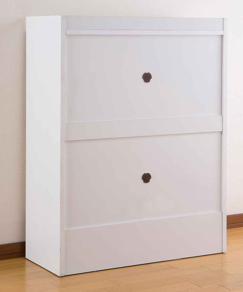 シューズラック 2段 幅75cm 奥行30cm スリム （ 下駄箱 靴箱 靴