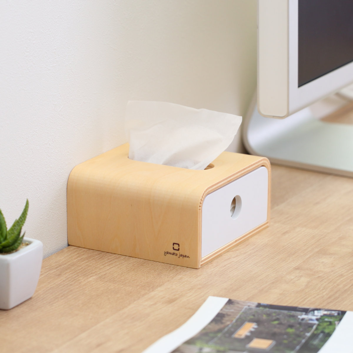 ヤマト工芸 ティッシュケース half slide in 木製 （ おしゃれ
