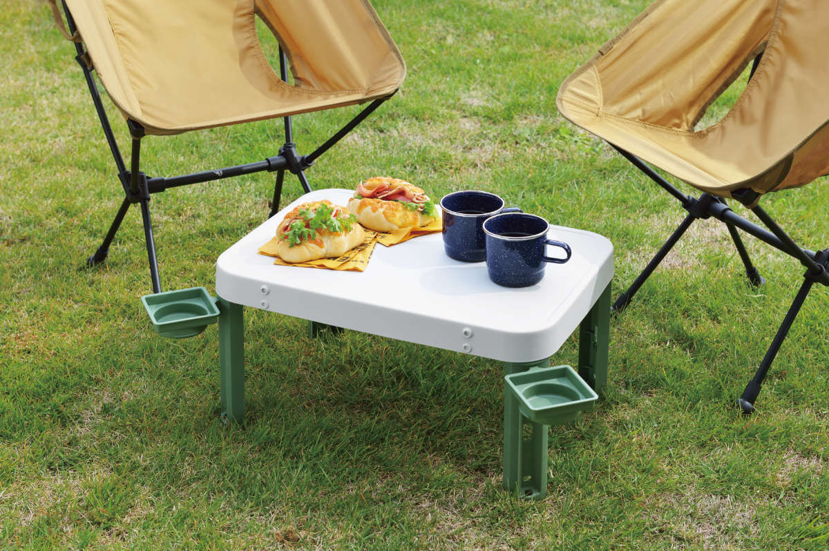 タマハシ レジャーテーブル コップスタンド付 コンパクト キャッチ