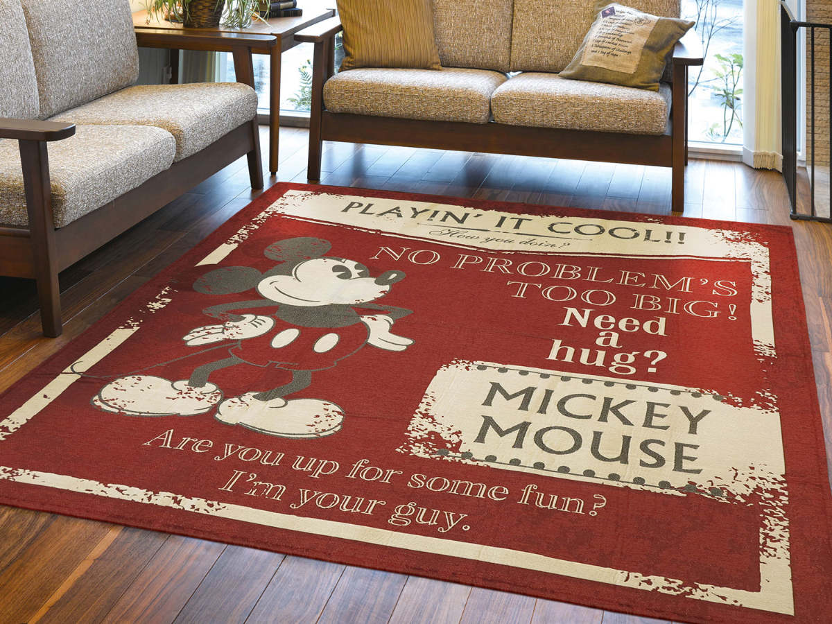 ラグ 185×185cm ミッキーマウス クラシック （ カーペット 絨毯