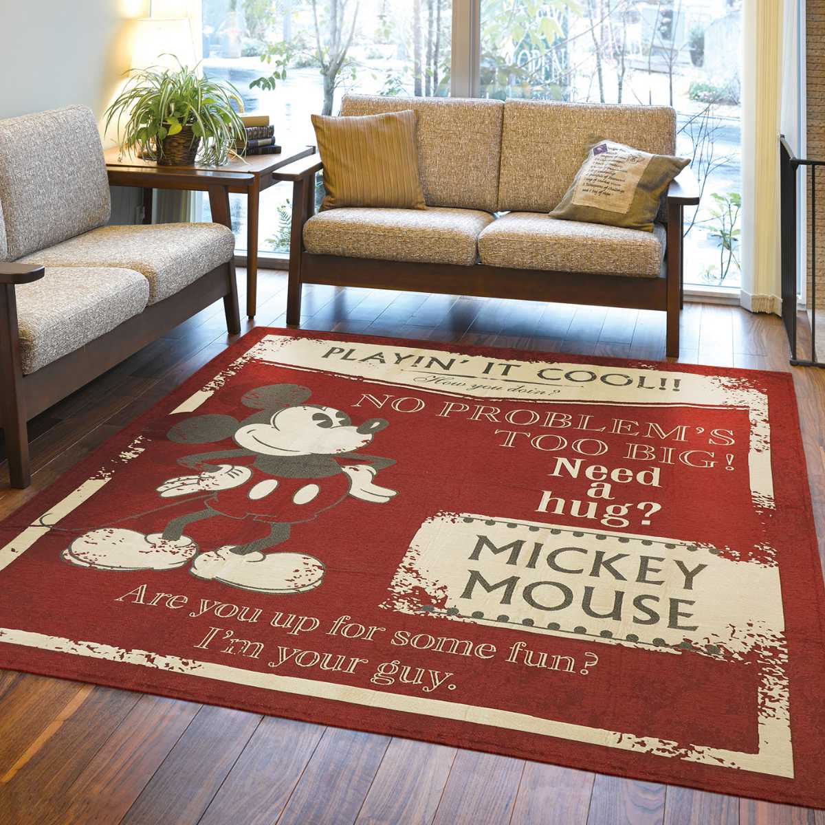 Disney（ディズニー） ラグ 185×185cm ミッキーマウス クラシック