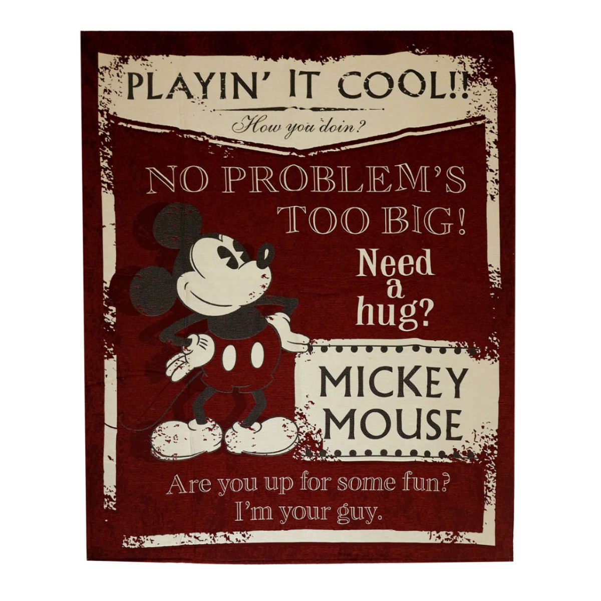 ミッキーマウス 大判ラグ ディズニー　オールドミッキー　カレッジ　VINTAGE Disney（ディズニー） ラグ 200×240cm ミッキーマウスクラシック
