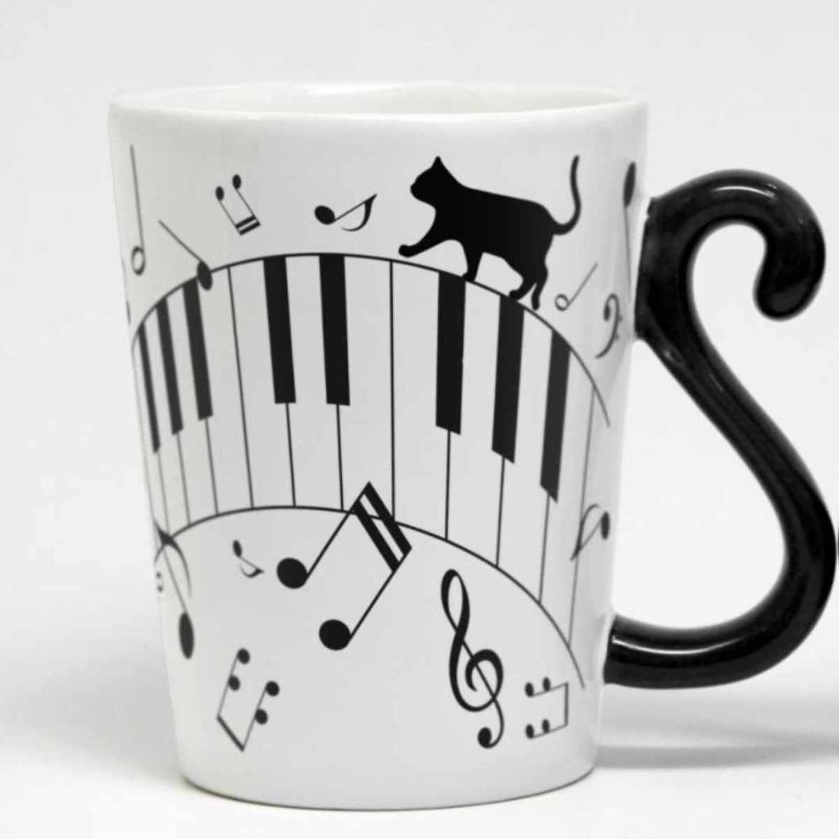 マグカップ 300ml ツインマグ ピアノ 黒猫 オス 磁器 （ 食洗機対応