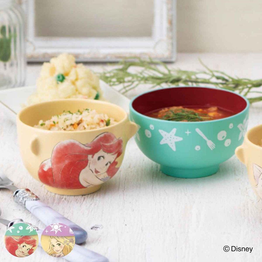 ミニチュアフィギュアセット　　　お膳・お茶碗・お重箱・お椀など サンアート 汁椀 茶碗 セット ミニ アリエル ラプンツェル （ お椀