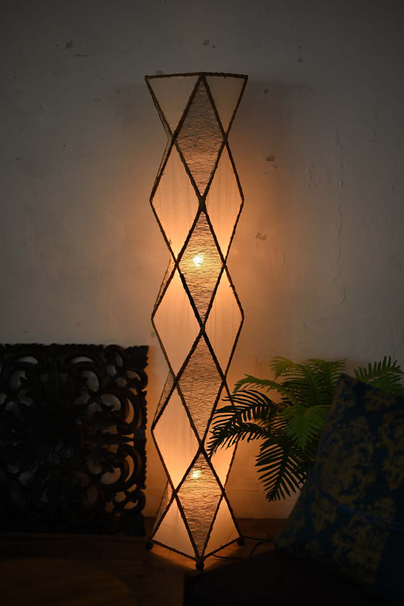 スタンドライト アジアンリゾート風 バナナリーフ 布張り 高さ150cm