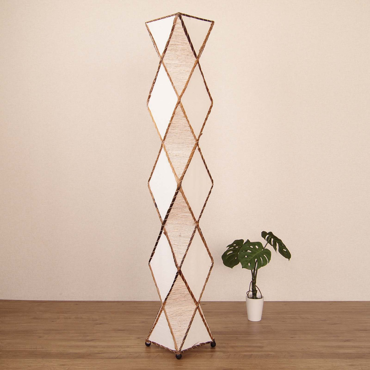 スタンドライト アジアンリゾート風 バナナリーフ 布張り 高さ150cm