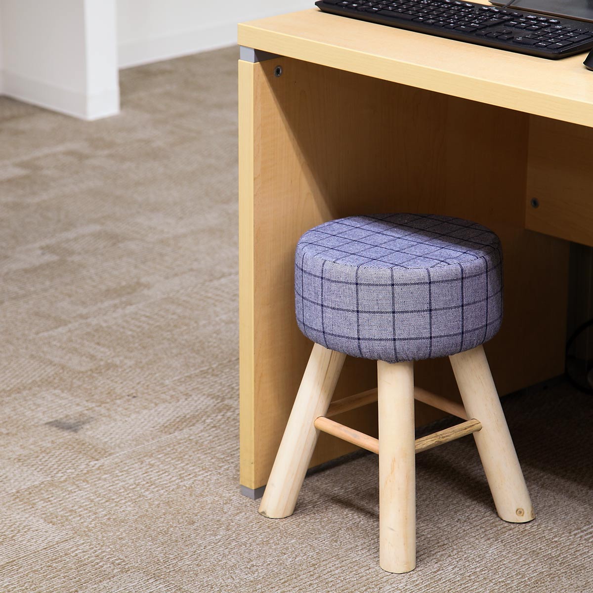 スツール 高さ42cm 円形 カバー付き 木製 （ 丸 椅子 ダイニング