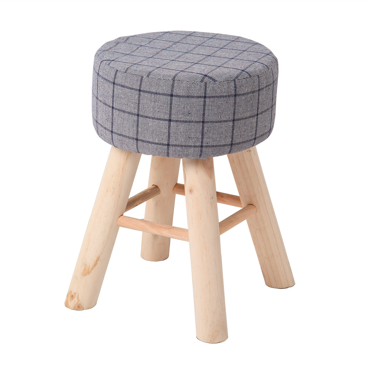 スツール 高さ42cm 円形 カバー付き 木製 （ 丸 椅子 ダイニング