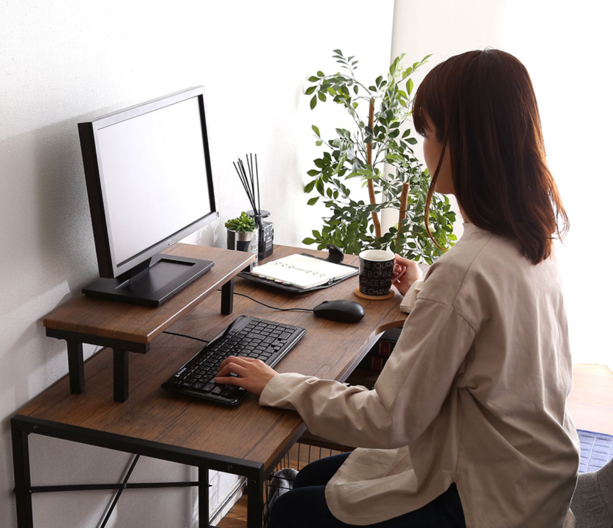 ホームテイスト（HOME taste） デスク L字 幅110cm ラック