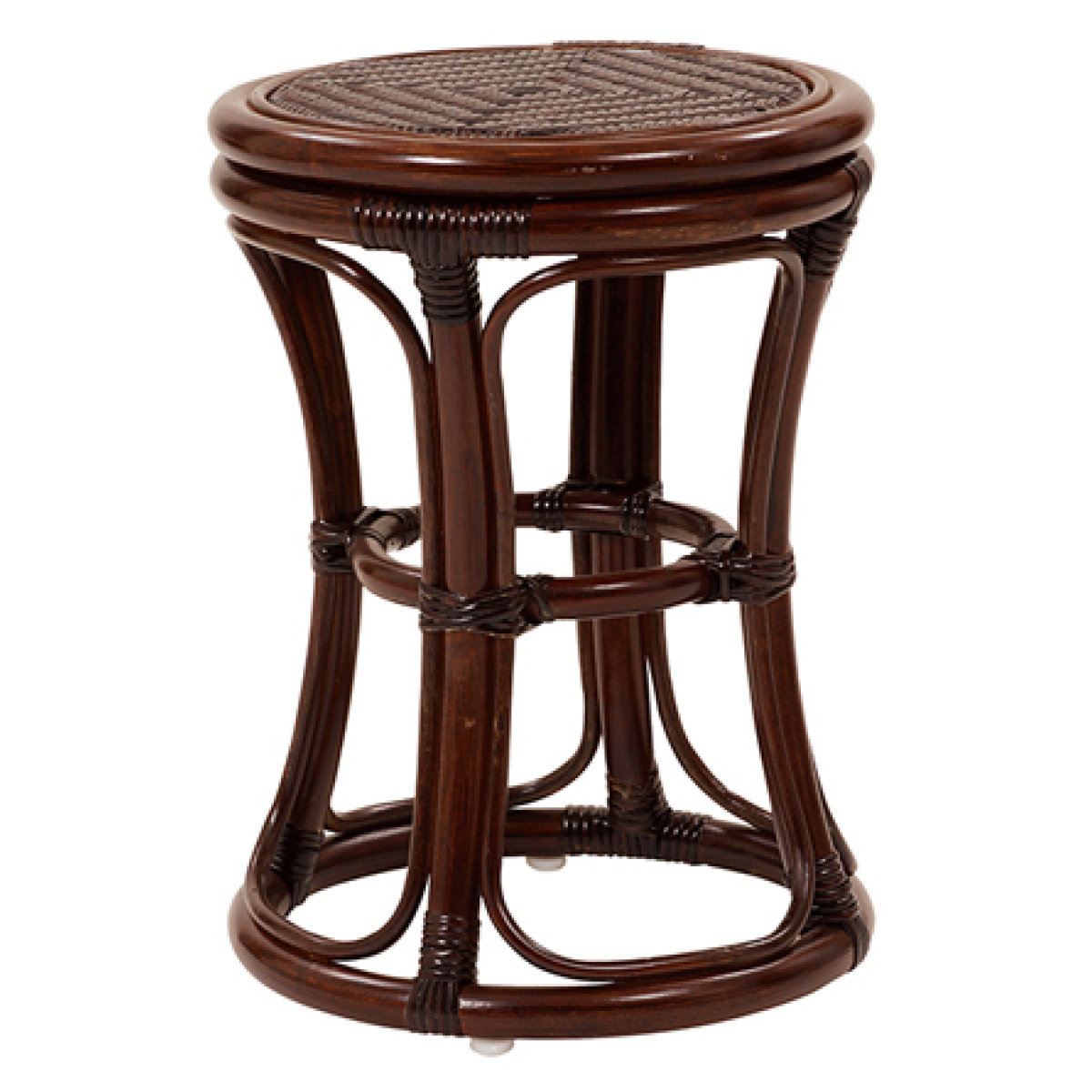 ラタンスツール 丸型 籐製 アジロ編み 座面高44cm （ 籐家具 ラタン製