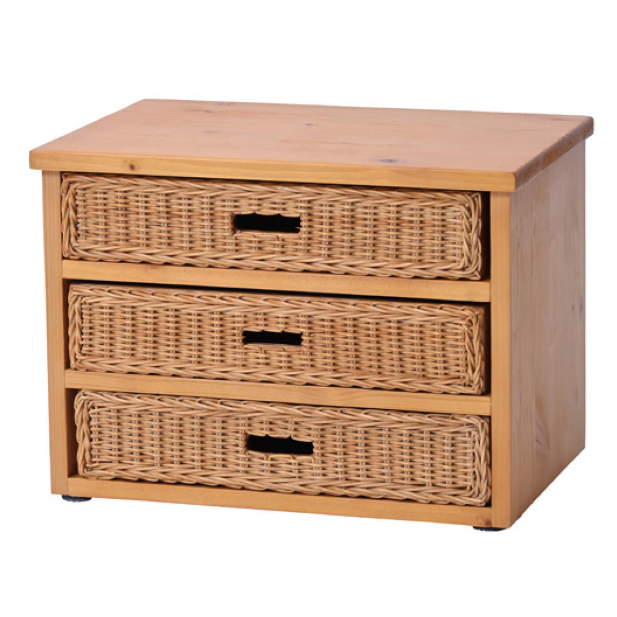 ミニチェスト 3段 A4収納 籐飾り引出し 幅38cm （ 収納ボックス 小物
