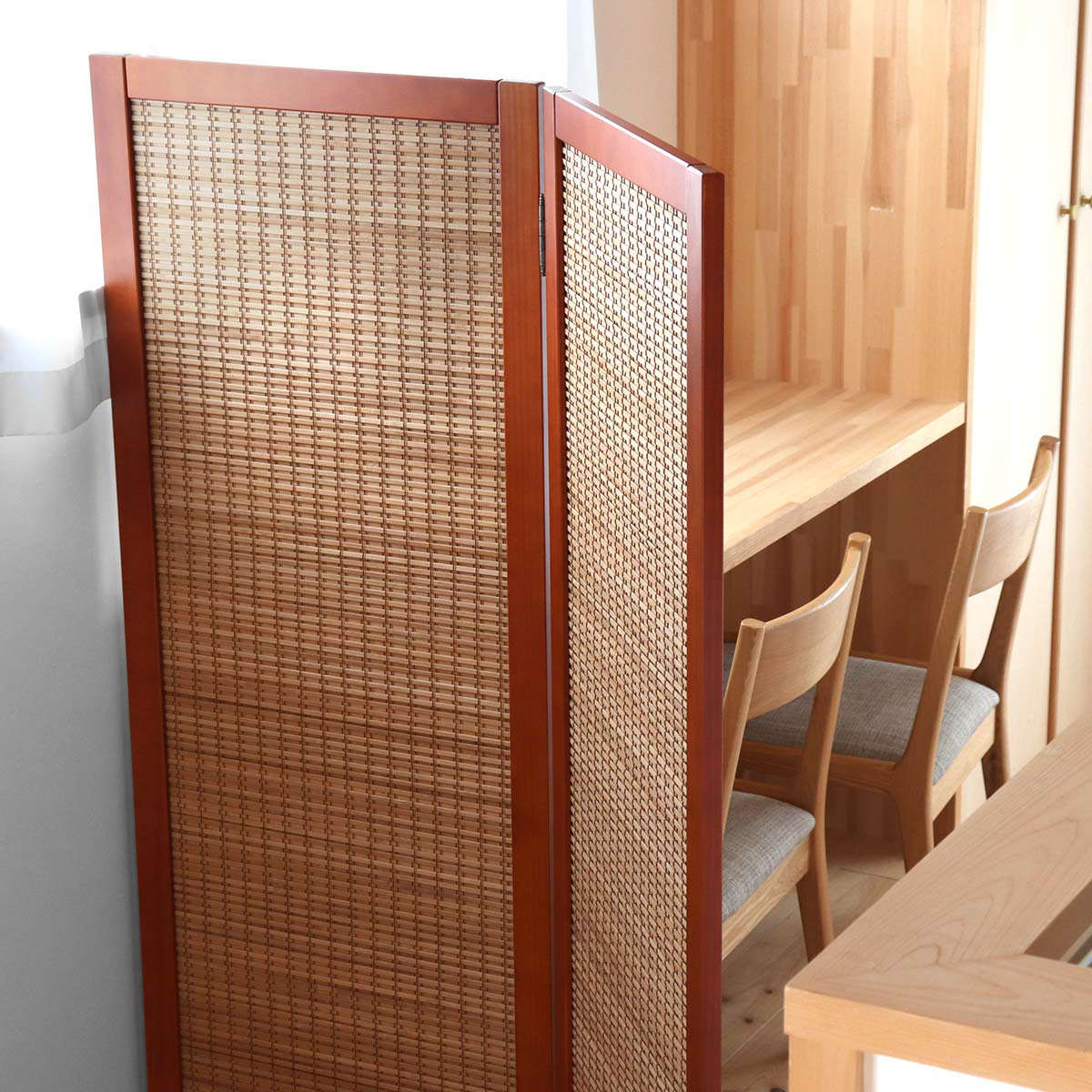 衝立 竹すだれ衝立 2連 高さ135cm （ 目隠し 間仕切り 和風 屏風 自立