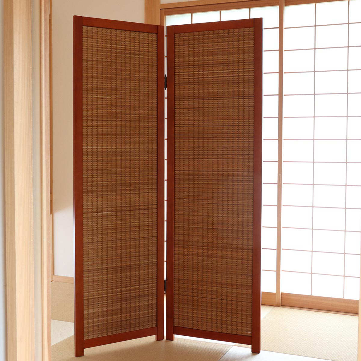 衝立 竹すだれ衝立 2連 高さ170cm （ 目隠し 間仕切り 和風 屏風