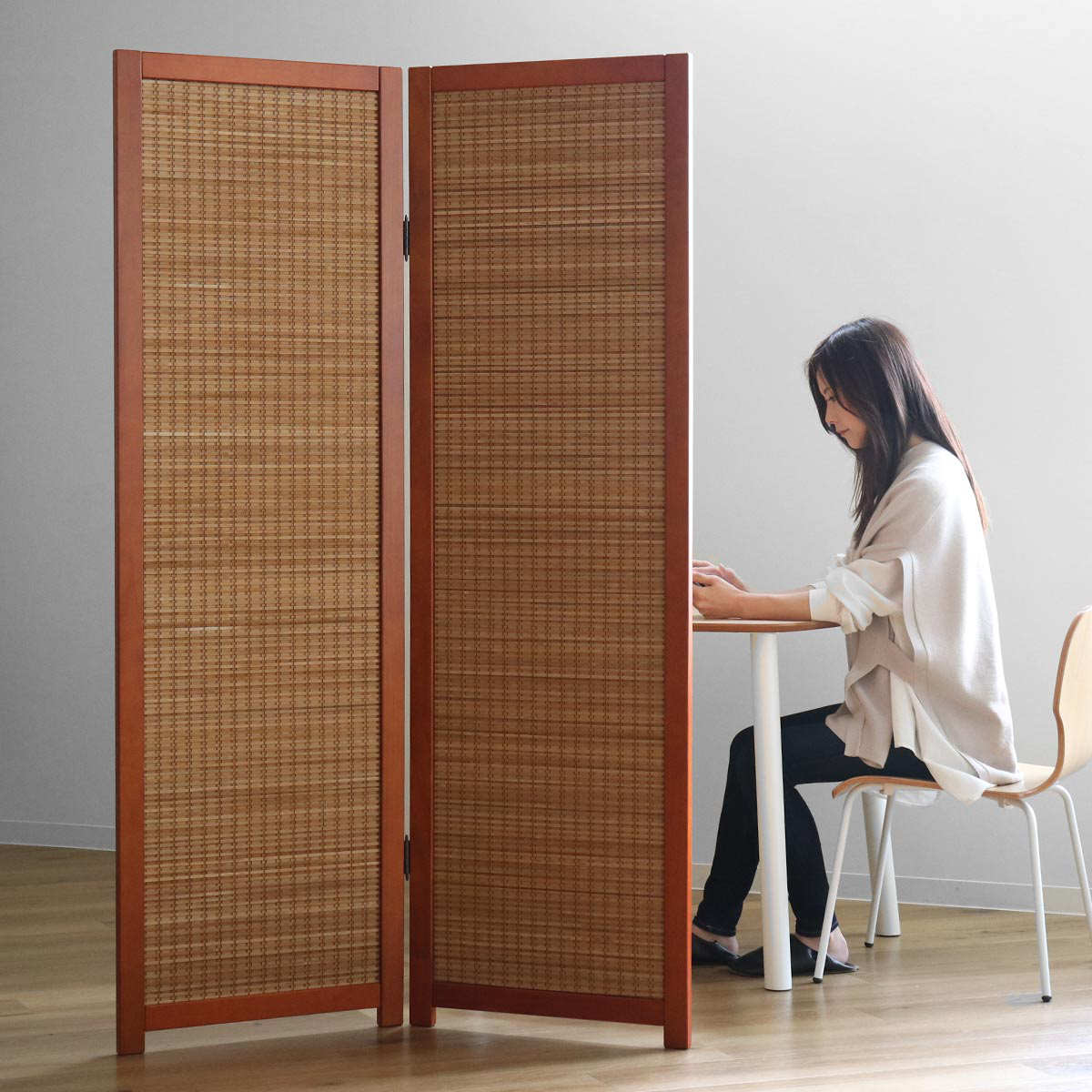 衝立 竹すだれ衝立 2連 高さ170cm （ 目隠し 間仕切り 和風 屏風 自立