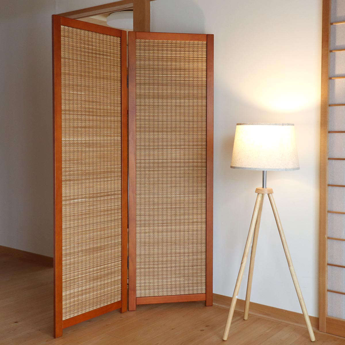 衝立 竹すだれ衝立 2連 高さ170cm （ 目隠し 間仕切り 和風 屏風 自立