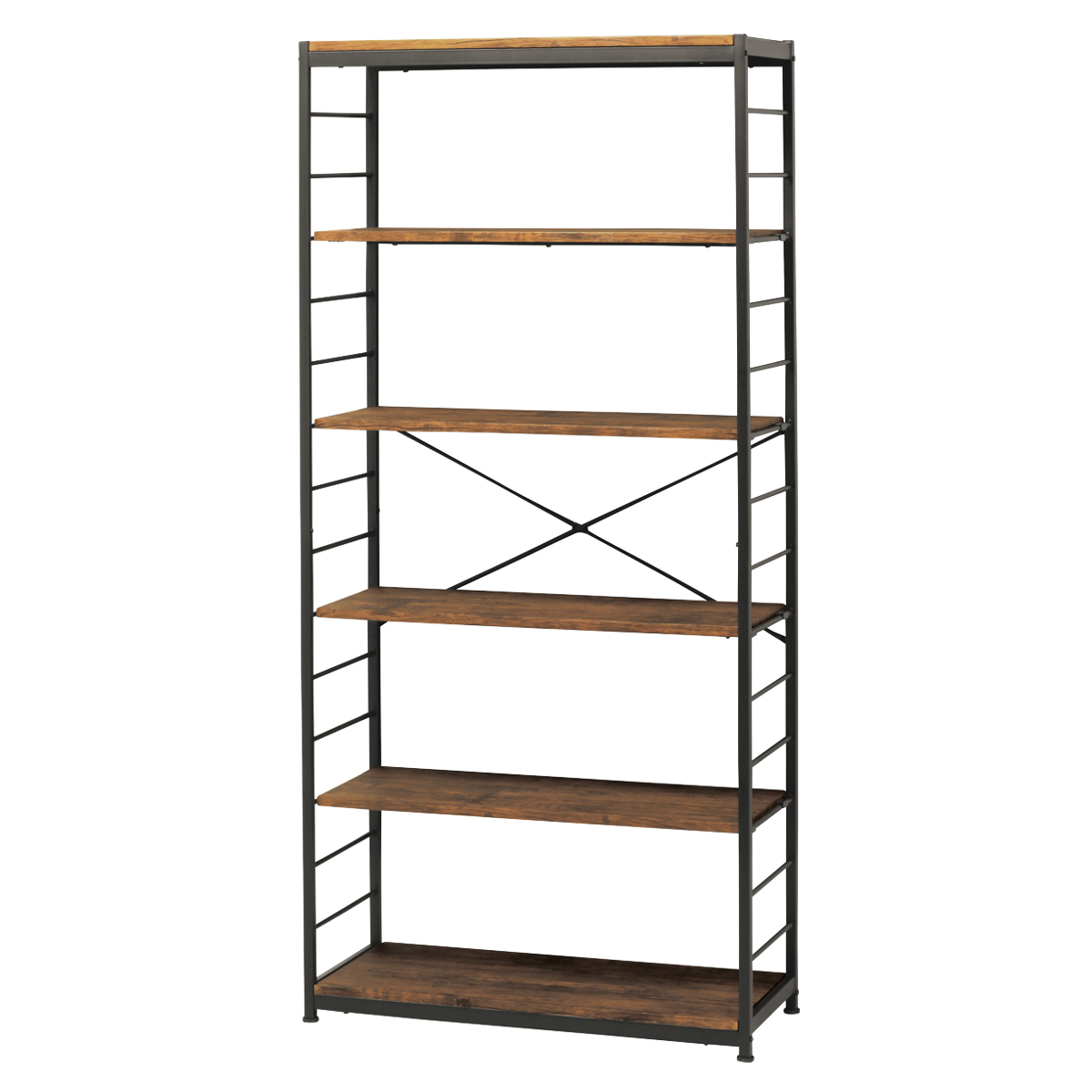 弘益 オープンラック6段 幅84cm ヴィンテージ調 ワイドタイプ