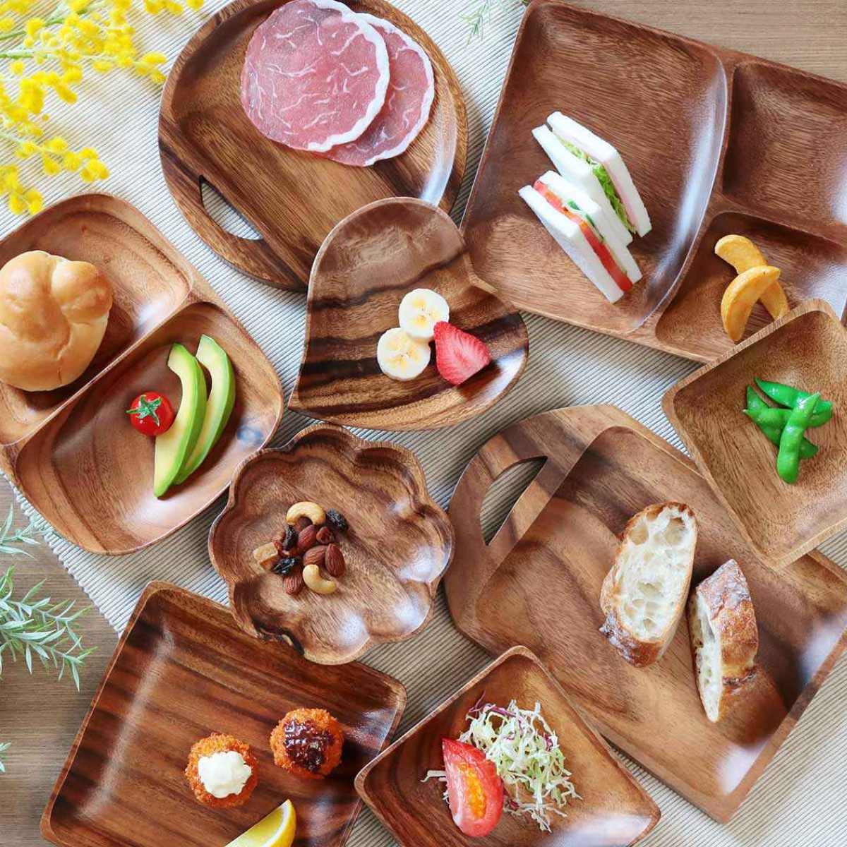 プレート 25cm ラウンド アカシア 食洗機対応 （ 木製プレート ウッド