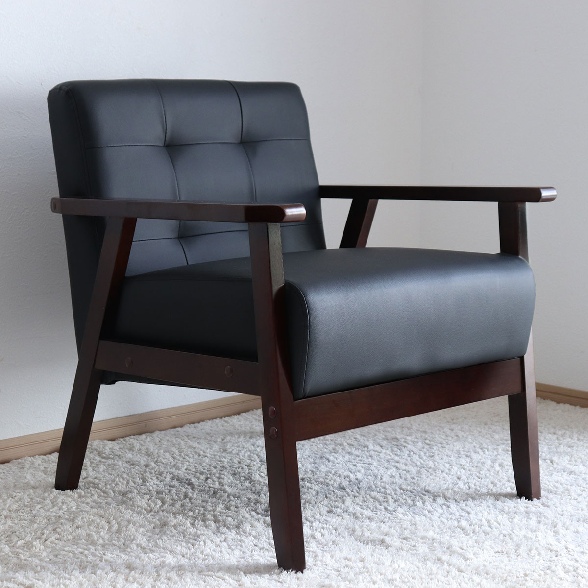 クロシオ ソファ 一人掛け 幅64.5cm 天然木 肘掛け ファブリック お