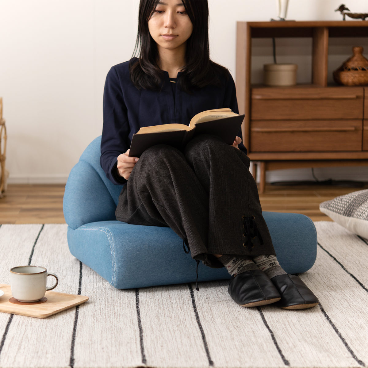 キッズソファ・ペットチェア おしゃれ ブラック 東谷 ペットソファ 幅59cm ファブリック 貝殻 （ ペットベッド 座椅子